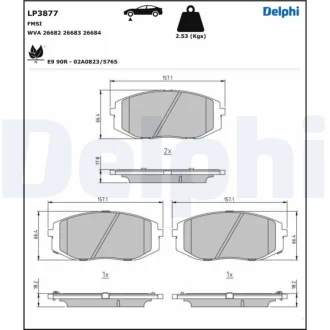Гальмівні колодки передн, HYUNDAI STARIA 1.6H/2.2D 01.21- Delphi LP3877