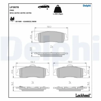 Комплект гальмівних колодок задн, HYUNDAI STARIA 2.2D 01.21- Delphi LP3878