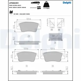 Комплект гальмівних колодок Delphi LP5062EV