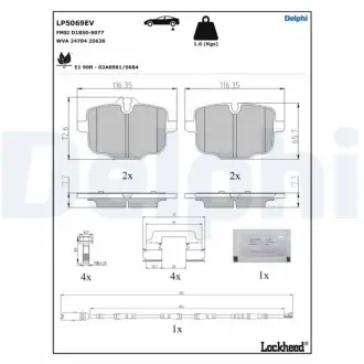 Комплект гальмівних колодок задн ((EN) for electric vehicles), BMW IX (I20) Electric 07.21- Delphi LP5069EV