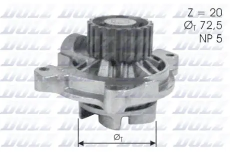 VW помпа води Audi 100 2.4D,2.5TDI 91- DOLZ A-180