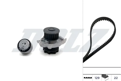 Т К-кт ГРМ (помпа+ремінь + ролик) Doblo 1.2, 1.4 DOLZ KD060