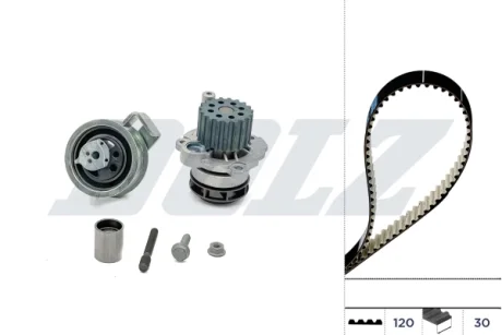 AUDI К-т ГРМ (помпа + ремень + 2 ролика) A3 (8L1) 1.9 TDI 00-03, A4 B6 (8E2) 1.9 TDI 00-04, A6 C5 (4B2) 1.9 TDI 01-05, SEAT TOLEDO II (1M2) 1.9 TDI 00-04, SKODA OCTAVIA I Combi 1.9 TDI 00-06, VW GOLF IV 1.9 TDI 98-01 DOLZ KD105