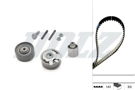 К-кт. ГРМ (рем.+3шт.ролика+крепление) AUDI 2,0TDI: A3/4/6 03- VW 2,0TDI: Golf V, Passat, Touran SKODA SEAT DOLZ SKD047