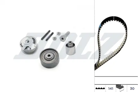 К-кт. ГРМ (рем.+3шт.ролика+крепление) AUDI 2,0TDI: A3/4/6 03- VW 2,0TDI: Golf V, Passat, Touran SKODA SEAT DOLZ SKD048