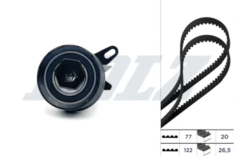 К-кт. ГРМ (2шт.рем.+ролик+кріплення) VW T4 2.4d DOLZ SKD087