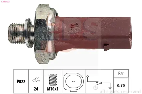 VW датчик тиску мастила Audi A3,6,Q3,Q5,Golf V,VI,Passat,Caddy III,T4,5,Crafter,Skoda EPS 1.800.132