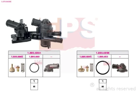 VW термостат 80°С, 95°С з корпусом Golf V,Polo,Passat,Skoda Fabia 01 EPS 1.879.960KK