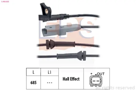 CITROEN датчик ABS передн.C4,Peugeot 307 00- EPS 1.960.035