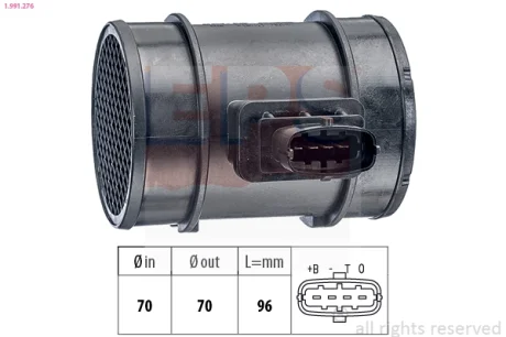 OPEL Расходомер воздуха Corsa C, Astra H, Vectra C 1,3-2,0CDTI EPS 1.991.276