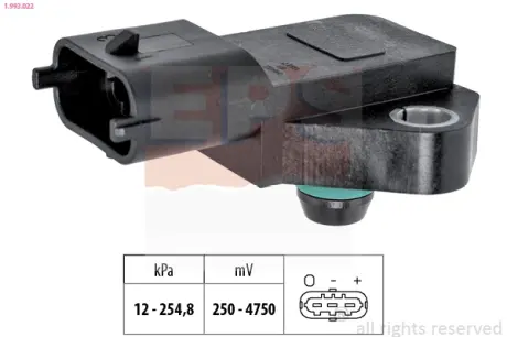 OPEL датчик тиску в впускн.колектор Astra G/H,Corsa C,Meriva 1.7CDTi 03- EPS 1.993.022