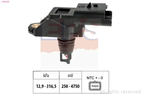 CITROEN датчик тиску 1,6-2,0HDi 07-, FIAT, MITSUBISHI EPS 1.993.261