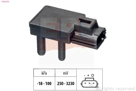 LAND ROVER датчик тиск.наддуву Range Rover 3,6-4,4D -12, Discovery 2,7-3,0TD 09- EPS 1.993.332