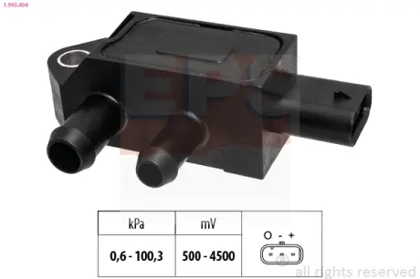 OPEL Дачик тиску ВГ ASTRA K 1.6 15-, MOKKA 1.6 15- EPS 1.993.404