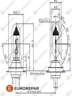 Лампа H7 12V 55W PX26d EUROREPAR 1616431480