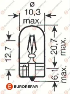 Автолампочка безцокольна 12V-W5W EUROREPAR 1616431580