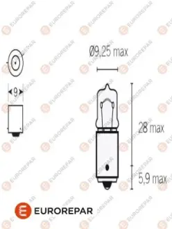 8539293090 ЛАМПОЧКА 12V-H6W EUROREPAR 1616431880