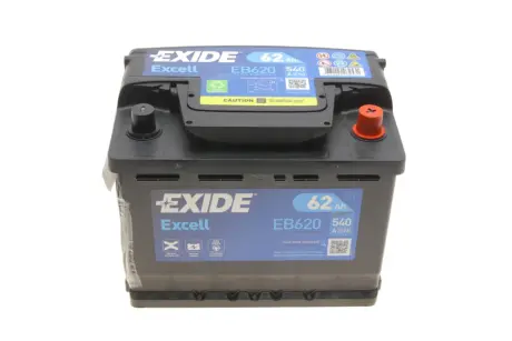 Акумулятор 12В 62Агод./540А EXCELL (R+ en) 242x175x190 B13 (пусковий) EXIDE EB620