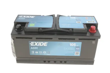 Акумулятор 12В 105Агод./950А START&STOP AGM (R+ en) 392x175x190 B13 (пусковий/agm) EXIDE EK1050