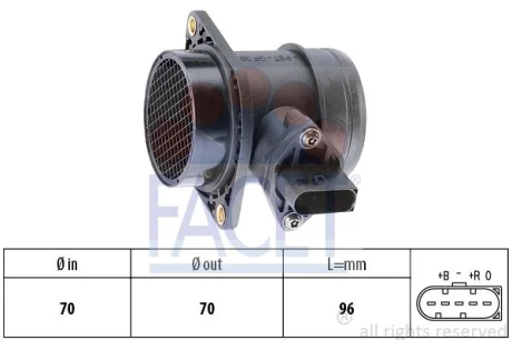 Витратомір повітря (5 конт.) VW T4/ LT II 1.9D/2.5D 95-06 (L=96) Facet 10.1284