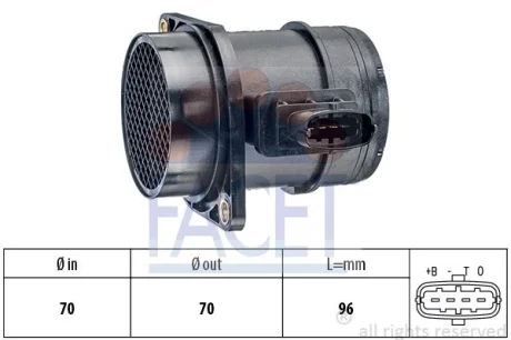 Витратомір повітря (4 конт.)FIAT DOBLO 1.3D/1.9D 05- Facet 10.1299