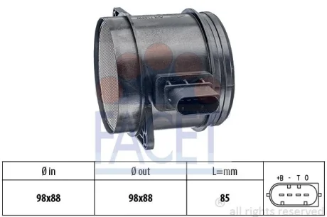 Витратомір повітря BMW 3/5/X3/X5 2.0/3.0 d 04-> Facet 10.1348