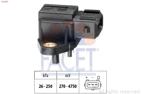 Датчик тиску наддуву (3 конт.) BMW 3(E36)/5(E34,E39)/7(E38) 2.5D 91-07 Facet 10.3029