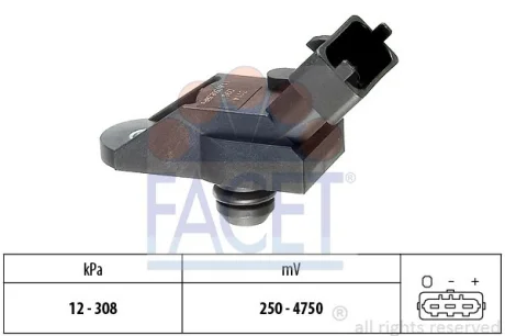 Датчик тиску наддуву Opel Astra G/Vectra B 2.0/2.2 DTI 97-05 Facet 10.3114