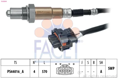 Лямбда-зонд Astra H J/Combo/Corsa/insignia/Meriva/Omega 1.0-3.2 00- Facet 10.8264