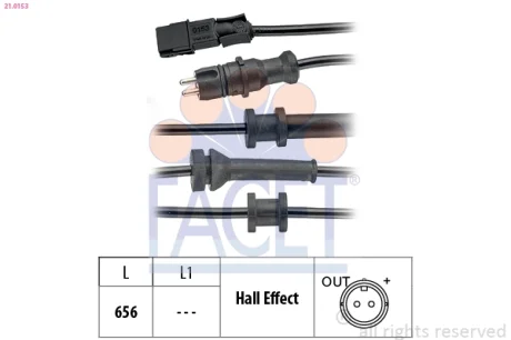 Датчик ABS Renault Laguna 01- зад. Л/Пр (603) Facet 21.0153