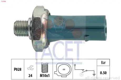 Датчик тиску оливи FACET 7.0196