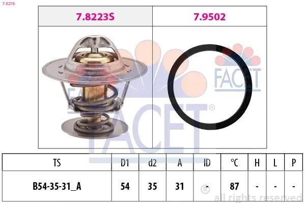 Термостат T4/T5/VW/Audi 1.9D/TD/2.0 Facet 7.8278 (фото 1)