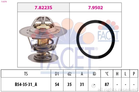 Термостат T4/T5/VW/Audi 1.9D/TD/2.0 Facet 7.8278