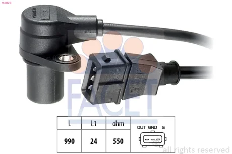 Датчик колінвала Astra F/Kadett E/Omega A/Vectra A 1.6-3.3 85-03 Facet 9.0073