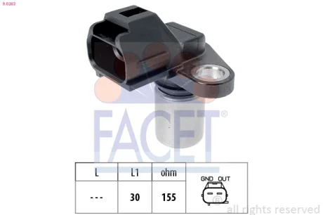 Датчик колінвала Volvo C30/C70/ S40/S60/S80/ CX70/XC90 2.0-4.4 97- Facet 9.0263