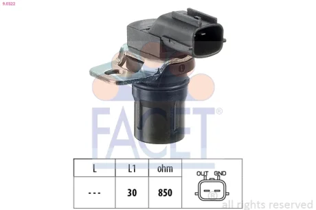Датчик положення колінвала Ford C-Max/Fiesta/Focus 1.25-2.5 i/TDCI/Ti/DI/TDDi/TDI 98-> Facet 9.0322