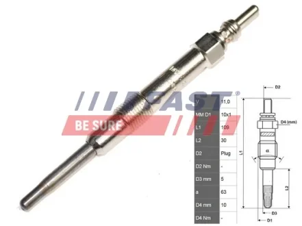 Свічка розжарення 1.9D Multijet Doblo/Punto 06-/Croma 05- Fast FT82733