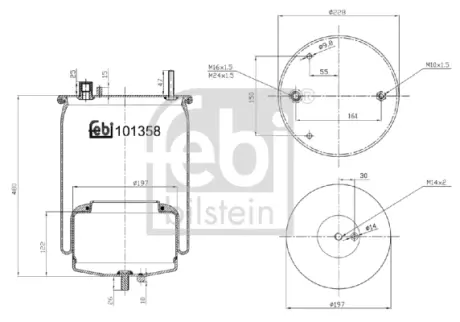 Пневмоподушка VOLVO FH II, FH III, FM II, FM III, FMX II, FMX III 01.12- FEBI BILSTEIN 101358