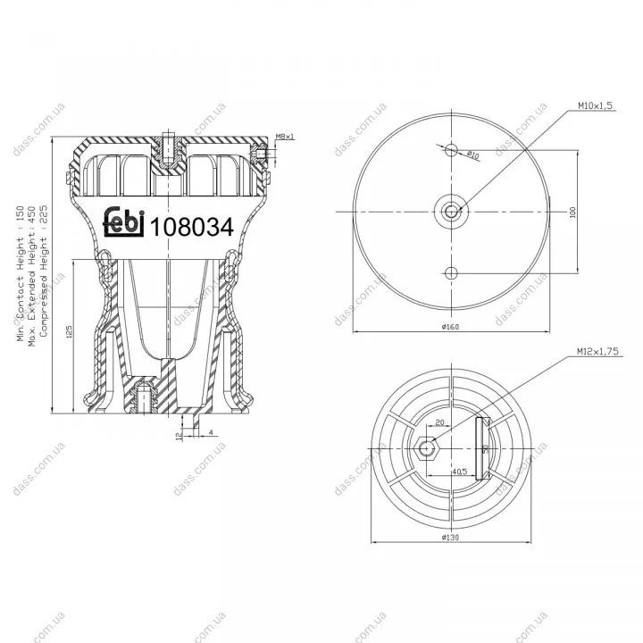 FEBI Пневмоподушка IVECO Febi Bilstein 108034 (фото 1)