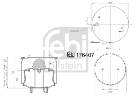 Пневмоподушка VOLVO 7900, 8300, 8500, 8700, 8900, 9300, 9400, 9500, 9700, 9900, B11, B12, B5, B8, B9 01.97- FEBI BILSTEIN 176407