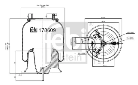 Пневмоподушка (діаметр: 227/270мм) VOLVO Febi Bilstein 178609