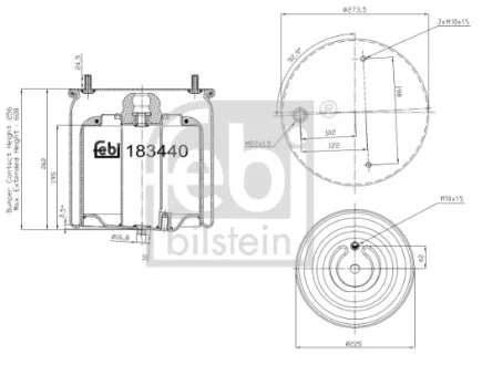 Пневмоподушка DAF CF, XF 106, XF II, XG, XG+ 10.12- FEBI BILSTEIN 183440