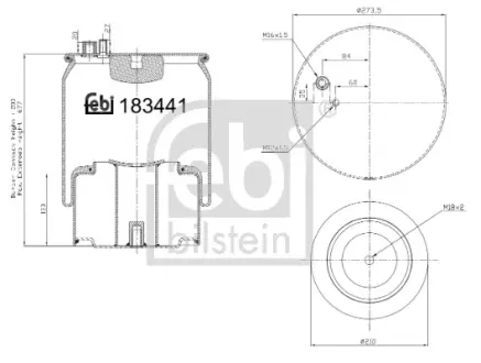 Пневмоподушка MAN TGA, TGM I, TGM II, TGS I, TGS II, TGX I, TGX II 03.00- FEBI BILSTEIN 183441
