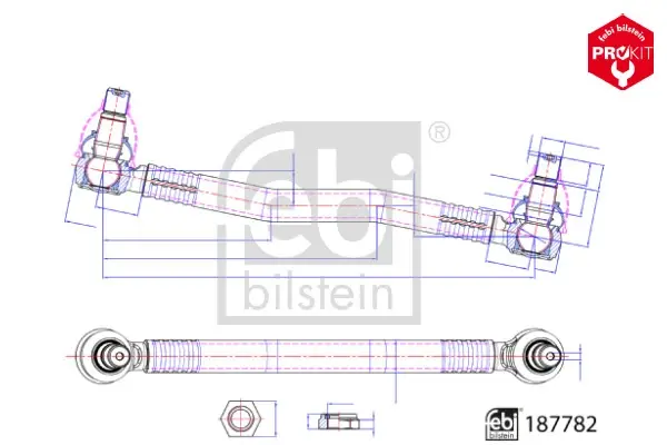 Тяга рульового управління поздовжна (L-507мм) MERCEDES ECONIC 2 04.13- Febi Bilstein 187782 (фото 1)