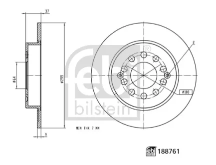 Диск гальмівний задн Лів/Прав MG ZS 1.0/1.5 10.17- FEBI BILSTEIN 188761
