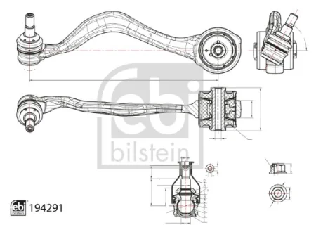 Важіль підвіски передній Лів передн 19 мм BMW X3 (G01), X3 (G01, F97, G08), X4 (G02, F98) 1.6-Electric 08.17- FEBI BILSTEIN 194291