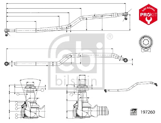Тяга рульового управління поздовжна (L-1905мм) G I, P I, R I 01.03-09.22 Febi Bilstein 197260 (фото 1)