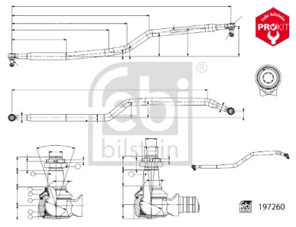 Тяга рульового управління поздовжна (L-1905мм) G I, P I, R I 01.03-09.22 Febi Bilstein 197260