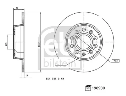 Диск гальмівний задн Лів/Прав MG HS, MG 3, ZS 1.5/1.5H 02.24- FEBI BILSTEIN 198930