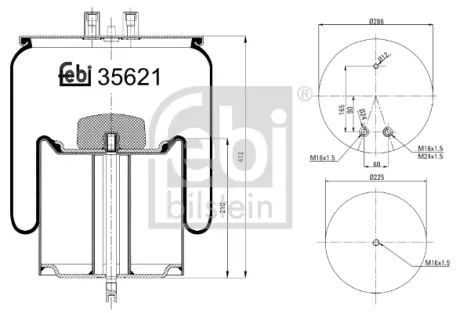 Пневмоподушка RVI G, KERAX, MAGNUM, MIDLUM, PREMIUM 02.90- FEBI BILSTEIN 35621